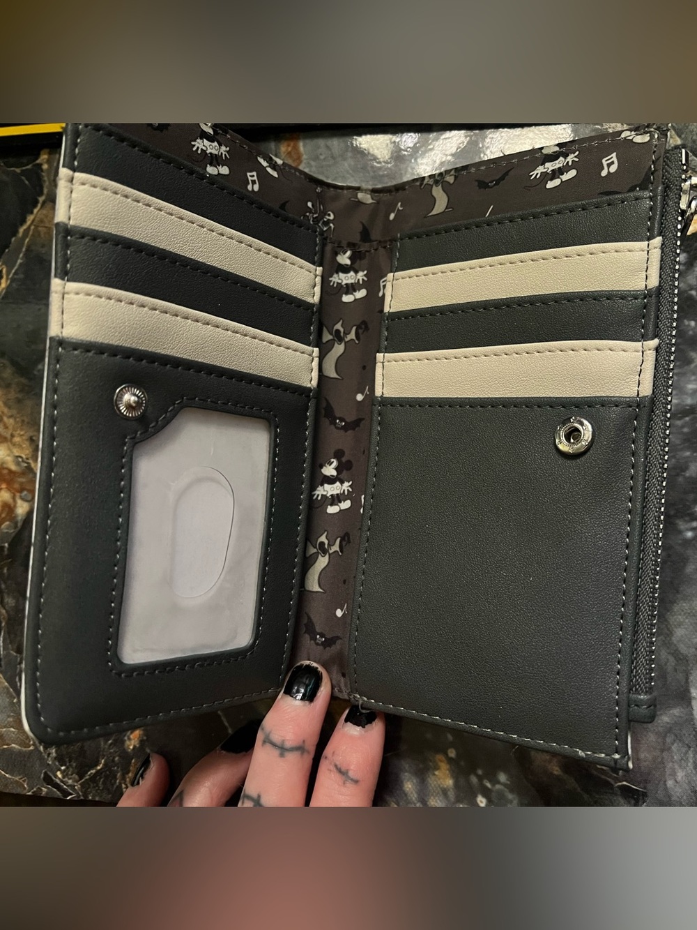 Lightly used Skeleton Dance / Mickey Mouse Loungefly Wallet - Picture 3 of 4